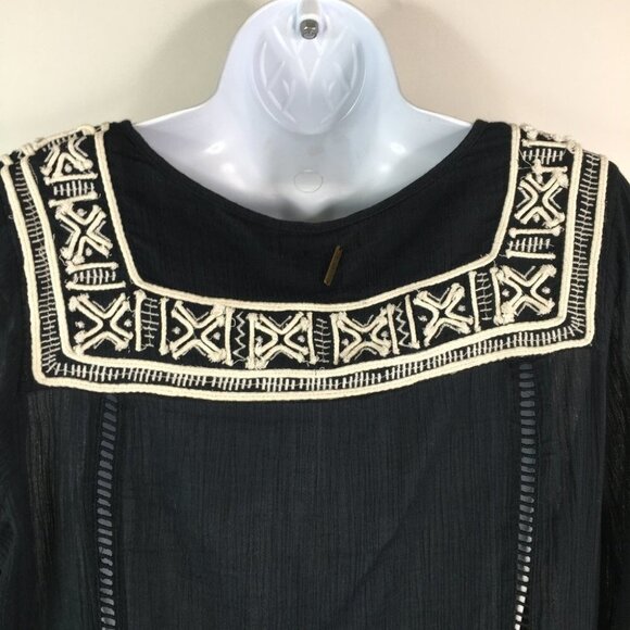 Billabong  see through  black boho long sleeve blouse - Picture 10 of 13